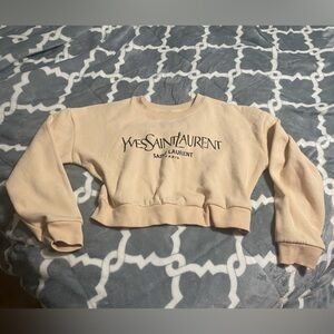 YSL yves saint laurent sweater cream crop SZ S